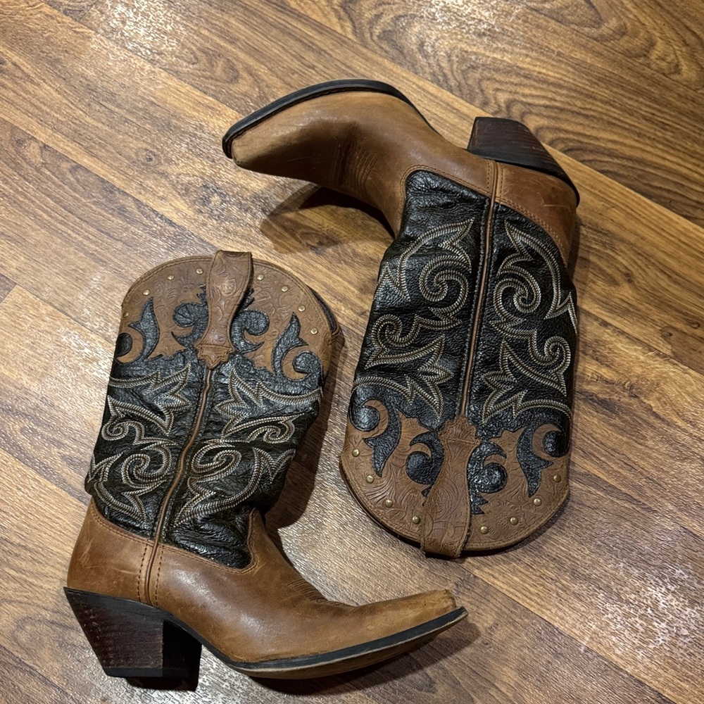 Durango Brown and Black Heeled Boots
